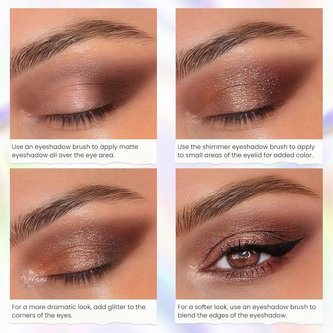 evpct 8 Colors Cream Eye Shadow Palette Makeup for Older Women, Nude Rose Pink Coffee Beige Brown Matte Shimmer Glitter Metallic Dual Eyeshadow Palette Pot creme, Eye Brightener Makeup Highlighter