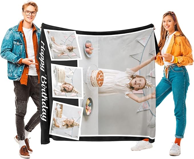 Personalized Photo Blanket Using My Own Photos, Custom Blankets with Photos, Customized Blankets with Pictures, Personalized Birthday Gifts for Women Men Baby Child