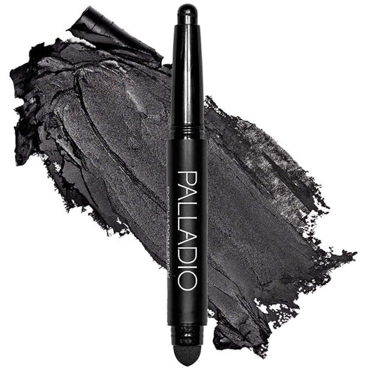 Palladio Waterproof Eyeshadow Stick with Blending Sponge, Long Lasting & Effortless Application, Smudge Free & Crease Proof Formula, Matte & Shimmer Shades, Buildable Eye Shadow (Matte Black)