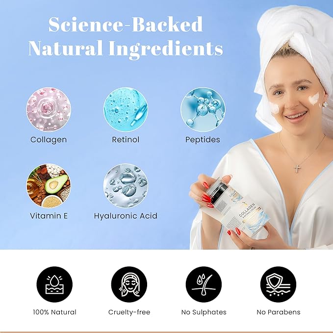 Face Moisturizer with SPF | Sunscreen for Face | Collagen, Retinol, Hyaluronic Acid Cream | Age-Defying, Lift & Firm Cream | Lotion for Women | Collagen Peptides | Anti-Aging Moisturizer | 1.7oz