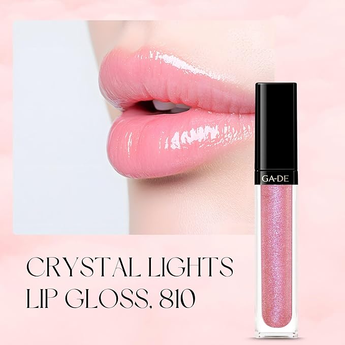 GA-DE Crystal Lights Lip Gloss, 810 - Enriched with Light-Reflecting Crystal Pearls - Smooth Silky, Rich Color - Moisturizes and Adds Shine - 0.2 oz