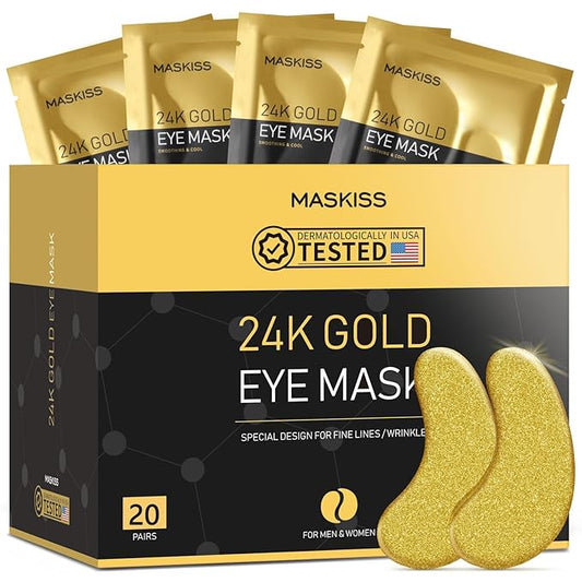 24k Gold Under Eye Patches (20 Pairs), eye mask, Collagen Skin Care Products, Eye Patches for Puffy Eyes, eye masks for dark circles and puffiness
