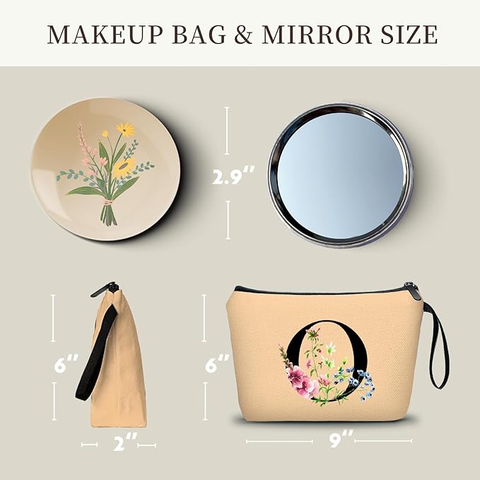 Happy Birthday Friendship Bridesmaid Team Gifts for Employees Women Mom Girl Daughter Teenage Personalized Make up Cosmetic Bag Travel with Mirror Mothers Day Christmas Graduation O