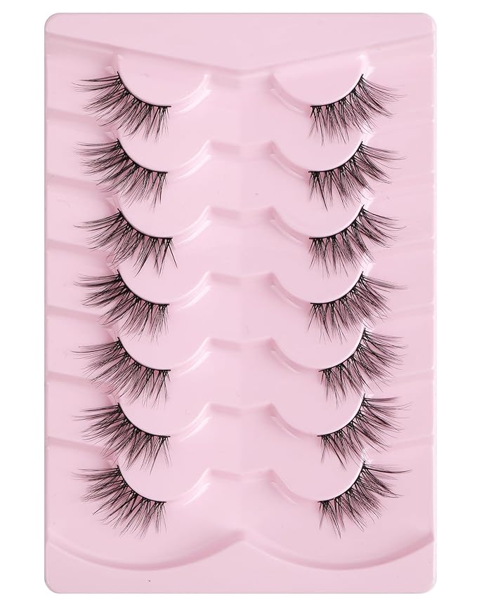 Onlyall Half Eyelashes Corner Lashes Natural Lashes Half Lashes Wispy End Lashes Corner Eyelashes 3/4 Lashes 7 Pairs C18
