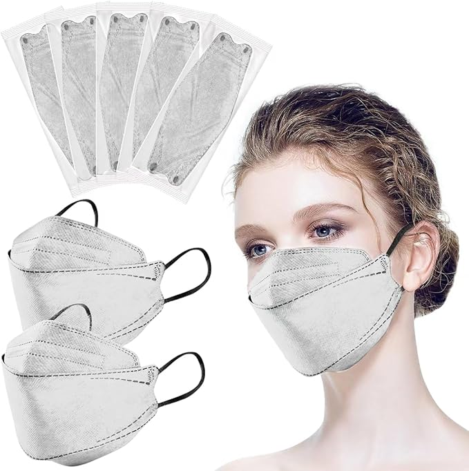 100Pcs KF94 Masks, Individually Wrapped 3D Fish Type Masks for Adult, 4 Layer Protective Face Mask