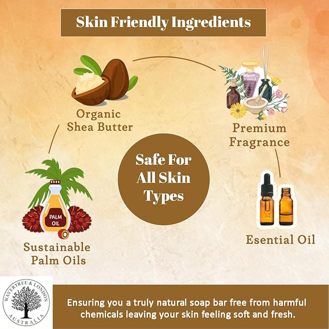 Wavertree & London Vanilla Cedarwood Scented Natural Soap Bars (2 Bars), 7oz Moisturizing French Triple Milled Soap enriched with shea butter - Plant Oil Bath & Body Soap Bars [100% Naturally derived]