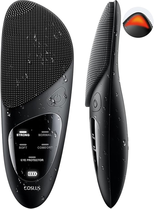 COSLUS Face Scrubber Facial Cleansing Brush: Silicone Portable Waterproof Rechargeable Face Wash Brush, 4 Cleansing Modes, Electric Face Exfoliator for Men Women Cleaning, Exfoliating, Massaging