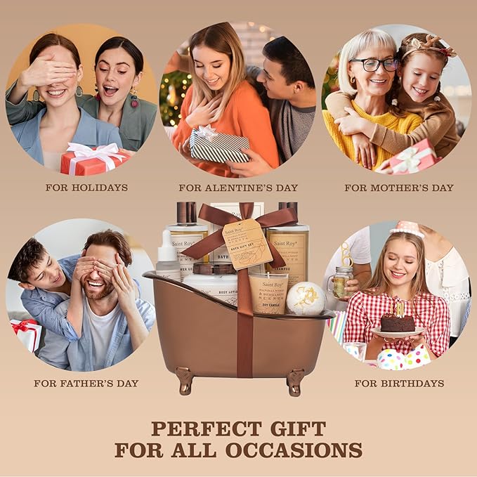 Fathers Day Gifts for Men Dad Birthday Gifts Spa Kit Cedar & Bergamot Scents Bath Gift Set and Shower Gift Bath and Body Gift Basket Set Mans Gifts Bath Spa Kit Spa Baskets, Home Spa Care Men Gift set