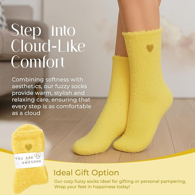 American Trends Coral Fleece Cloud Socks Ultra-Soft Fuzzy Warm Sleep Socks Cozy Unisex Gifts for Birthday Self-Care