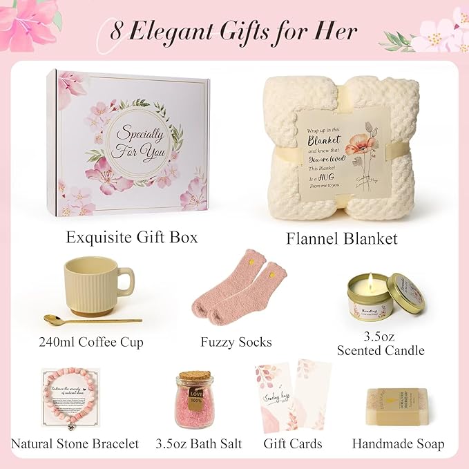 Self Care Gifts for Women Get Well Soon Gifts,Thinking of You Care Package Sympathy/Birthday Gift Baskets Inspirational Hug in a Box Gifts for Women,Mom,Her,Wife,Friend,Grandma