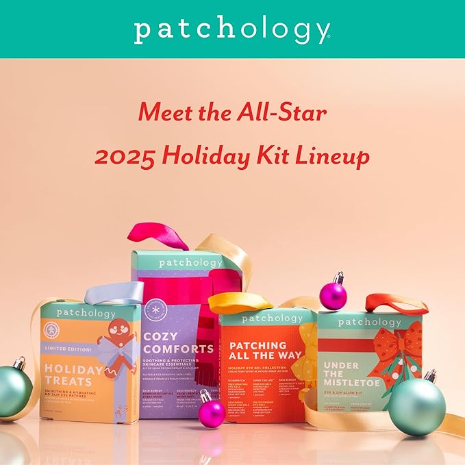 Patchology Patching All The Way Gift Set – Hydrating Under Eye Masks with Collagen, Retinol, Hyaluronic Acid – Beauty Stocking Stuffer with 5 Pairs for Puffy Eyes, & Fine Lines (Limited Edition)