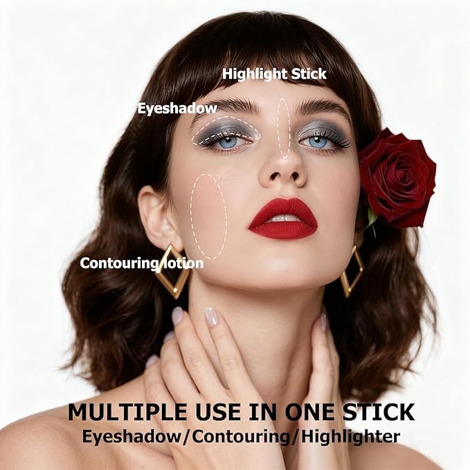 Light Baby Blue Eyeshadow Stick, Blue Cream Shimmer Eyeshadow Stick Pencil, Waterproof Long Lasting High Pigment Eye Shadow Crayon Pen, Women Multi-Dimensional Eye Highlighter Stick (22#)