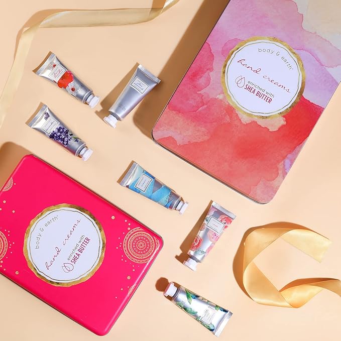 BODY & EARTH Hand Cream, Hand Lotion, 12 Pcs Travel Size Hand Cream Gift Set for Women Dry Hands Moisturizing with Shea Butter Valentines Mini Hand Lotion Gift Set for Women