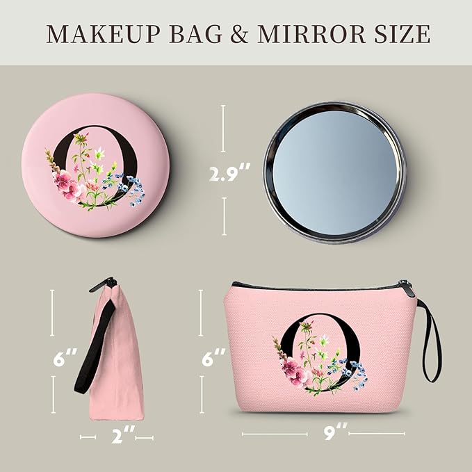 Happy Birthday Friendship Bridesmaid Team Gifts for Employees Women Mom Girl Daughter Teenage Personalized Make up Cosmetic Bag Travel with Mirror Mothers Day Christmas Graduation O