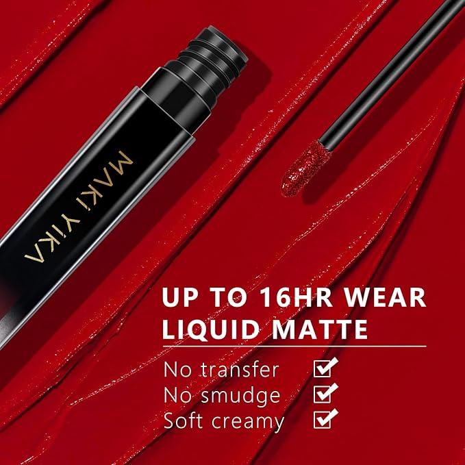 MAKI YIKA Red Lipstick for Women Color Stay Long Lasting Lipsticks, No Smudge Matte Liquid Lipstick Transferproof Cruelty-Free Lip Color |MVP-RED