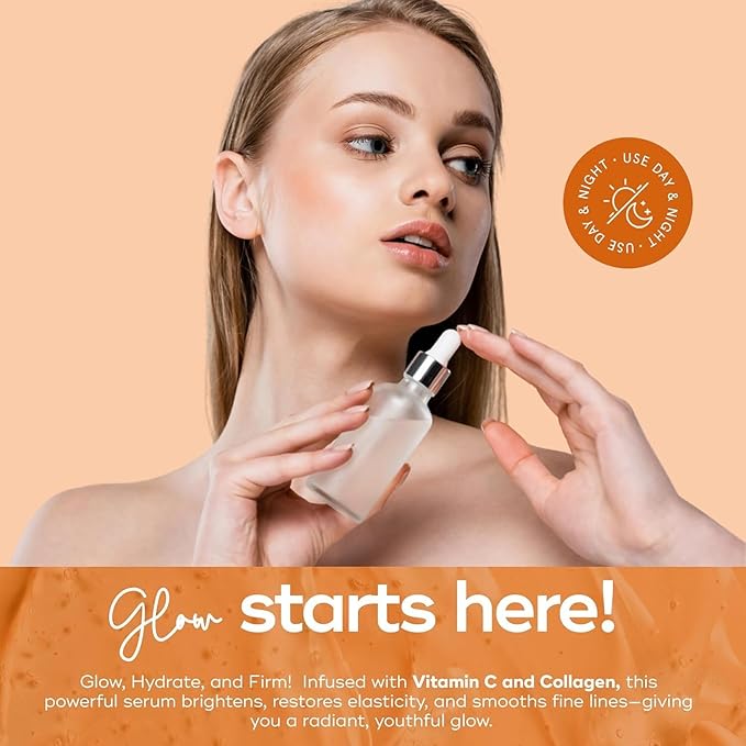 Vitamin C Serum + Moisturizer Skin Care Set - Dermatologist Tested - with Collagen to Brighten & Even Skin Tone - Anti-Aging & Acne Scar Treatment - Korean Skin Care - Clean Beauty, Cruelty-Free