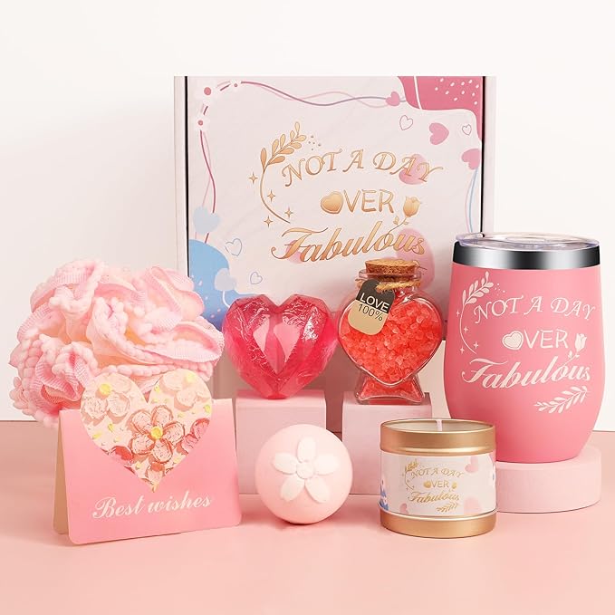 Birthday Gift Baskets for Women, Relaxing Spa Gift Set for Women, Care Package Get Well Soon Box for Her, Mom, Sister, Wife, Daughter, Friend, Gift Idea for Mother's Day, Christmas