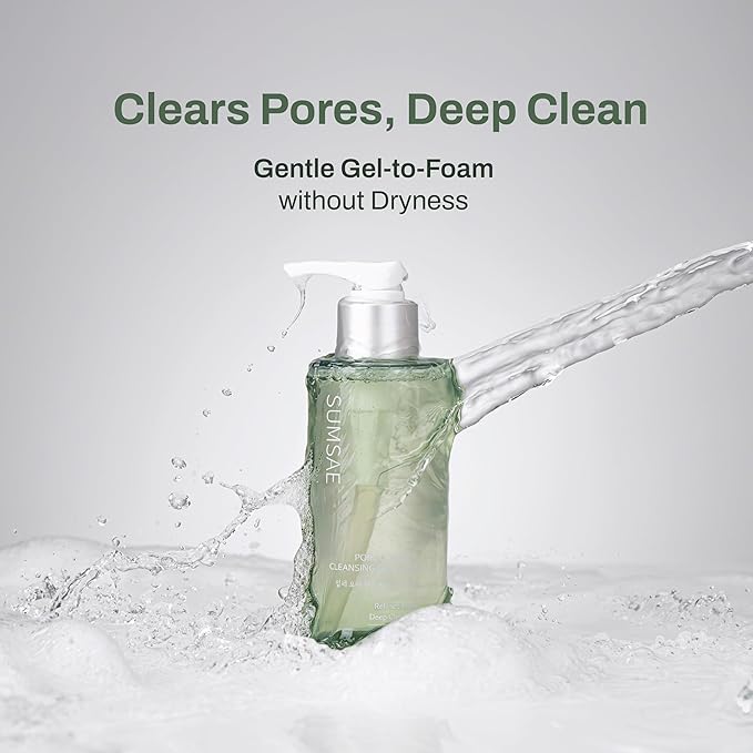 Pore Control Cleansing Gel Foam - Korean Skincare Gel to Foam Cleanser with Green Tea, Chestnut Shell, and Botanical Complex for Pore Care, Sebum Balance and Makeup Removal, 155ml / 5.24 fl.oz.