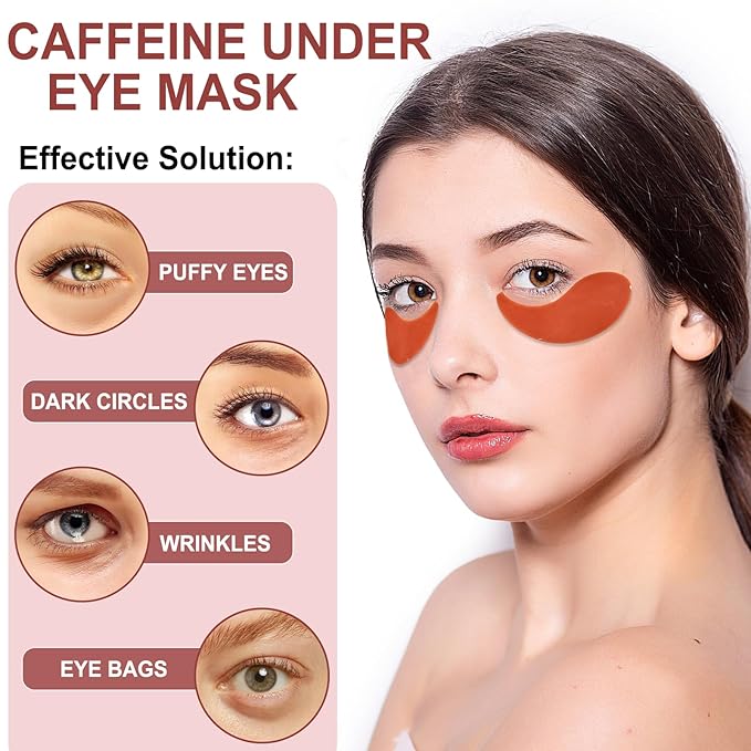 Eye Mask - 30 Pairs Caffeine Under Eye Patches Skin Care Products, Eye Masks Skincare for Dark Circles and Puffiness, Reduce Wrinkles, Eye Bags and Fine Lines, for Women and Man