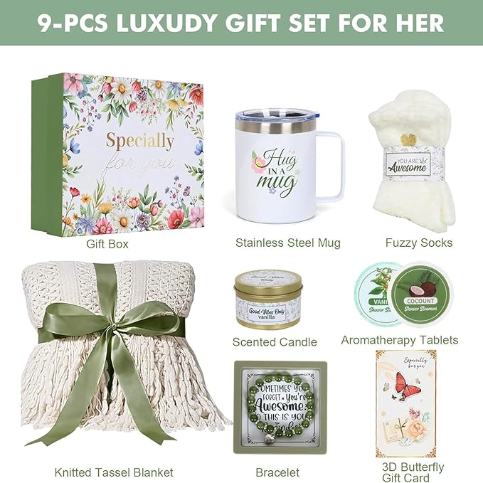 Self Care Get Well Soon Gifts for Women - Spa Care Package for Recovery, Birthday, Sympathy, Thinking of You - Gift Basket for Mom, Wife, Friend, Sister, Her, Encouragement Gift Box