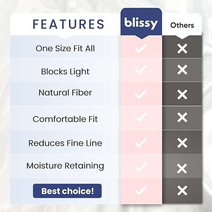 Blissy Silk Sleep Mask - Silk Eye Sleeping Mask for Women & Men for Total Blackout - 100% Pure Mulberry Silk, 22 Momme 6a Fibers - Blindfold Silk Sleep Mask Side Sleeper Eye Cover (Rose)