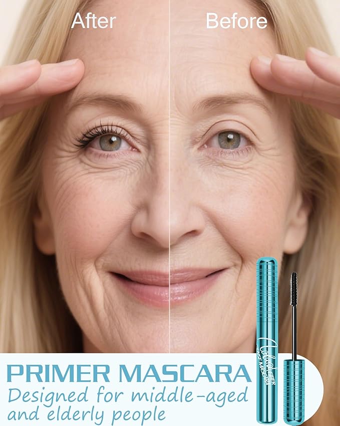 Mascara for Older Women 60 Plus,Waterproof Mascara for Seniors with Thinning Lashes, Volumizing Hypoallergenic Black Mascaras Volume and Length for Sensitive Eyes, Smudge-proof Long Lasting