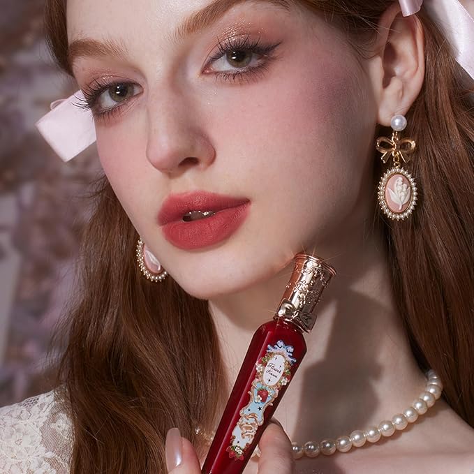 Flower Knows Strawberry Rococo Cloud Lip Cream,Velvety Matte Liquid Lipstick,Red Lipstick,Long Lasting Lip Stain,Kiss-proof Blurred Lipstick for Girls&Women,0.12 Fl Oz(S07 Lychee Tea)