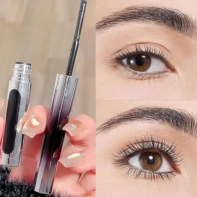 Iron Wand Mascara, Brushless Metal Wand Mascara Black Washable Metal Mascaras, Waterproof Long-Lasting 3D Curling Eyelash Iron Mascaras with No Flaking (Black)