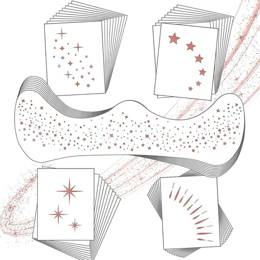 20 Pcs Face Makeup Patches, Glitter Freckles Face Tattoo for Teenagers & Young Women, Sparkle Freckles Makeup Patches, Waterproof Face Glitter Freckles for Christmas (Rose Gold)