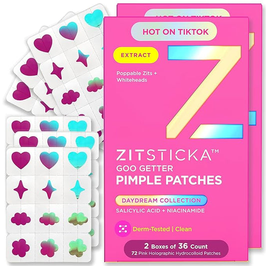 ZitSticka Pimple Patches Cute for Face, Holographic Zit Patches, Goo Getter Hydrocolloid Blemish Patches, Gifts for Teens, Teen Girl Gifts Trendy Stuff (DreamHolo Collection 72ct)