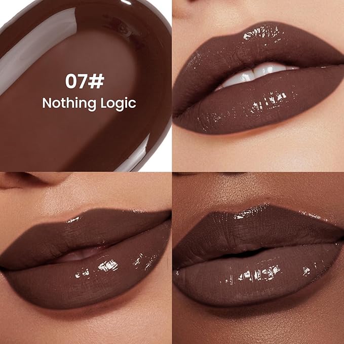 Pudaier Glossy Lip Stain, Excellent Recovery, Moisturizing Lip Care Tinted Lip Oil, Hydrating Plumping Lip Gloss Balm, Non-Sticky Long Lasting Light Texture LipGloss Oil for Dry Lip (07 Nothing Logic)