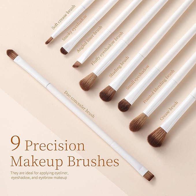 Makeup Brushes Set 14-Piece Premium Synthetic Makeup Brush Foundation Powder Contour Concealers Eyeshadow Blending Makeup Brushes with Powder Puffs and Brush Bag