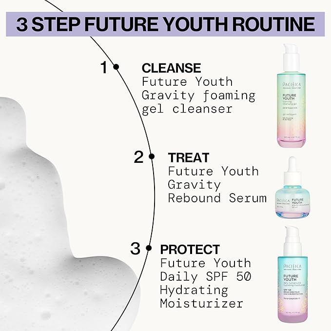 Pacifica Future Youth Foaming Face Wash - Hydrating Anti-Aging Cleansing Gel, Dermatologist Tested Gentle Facial Cleanser, Alcohol-Free Vegan Formula for All Skin Types Clean Beauty Cruelty-Free 4.7oz