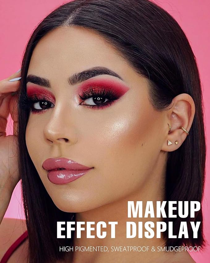 Red Eyeshadow Palette Matte Eye Shadow for Women Long Lasting High Pigmented 9 Shade Glitter Shimmer Matte Red Eye Shadows -9Red