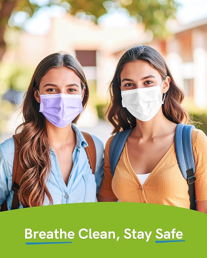 FriCARE Disposable Face Masks, 3-Ply ASTM Level 3 Medical Grade, FSA/HSA Eligible, Breathable & Comfortable for Allergy/Sun Protection, 50 Pack White
