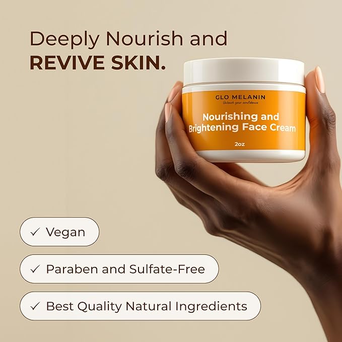 Glo Melanin Nourishing Face Cream – Hydrating Daily Moisturizer for Radiant, Even-Looking Skin – Vegan, Paraben-Free Formula for a Healthy Glow (2 oz)