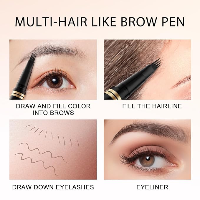 Eyebrow Pen,2-in-1 Waterproof Eyebrow Pencil with 4 Tip Microblading Brow Pen and Ultra-Precise Brow Pencil,with Dual-ended Eyebrow Brush,Eyebrow Makeup for Natural Looking - Blonde