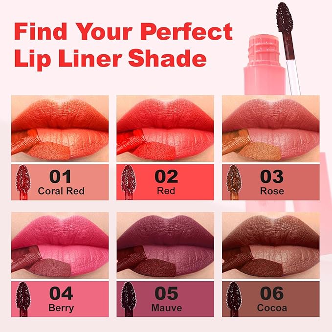 Lip Liner - Lip Stain Peel Off Moisturizing Long-Lasting & Waterproof Transfer Proof & Plumping, Non-Stick Cup Lip Liner Stain Tint For All Skin Types (Cocoa, 1 PCS)