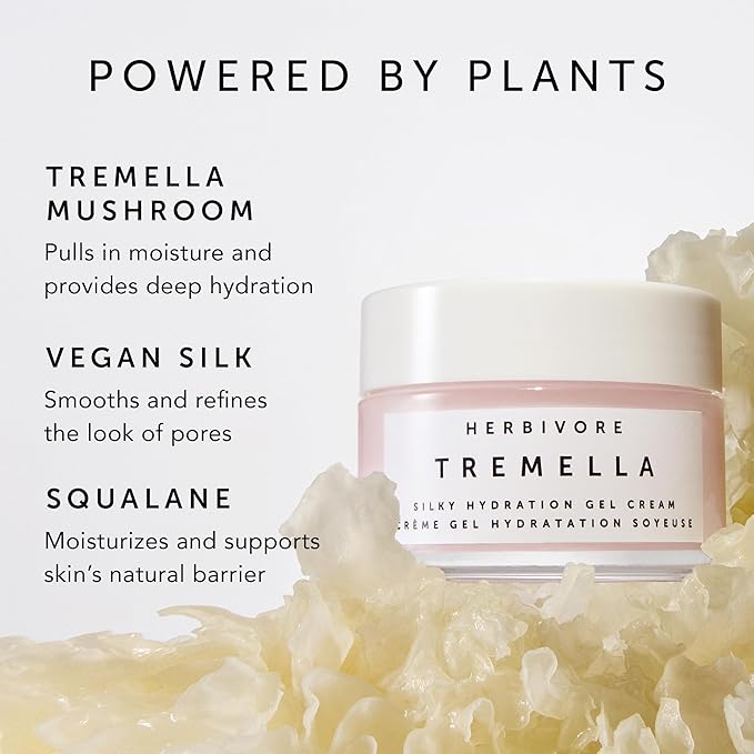 HERBIVORE Tremella Silky Hydration Gel Cream - Hydrating Lightweight Facial Moisturizer with Squalane, Plant-based, Vegan, Cruelty-free, 50 mL / 1.7 oz