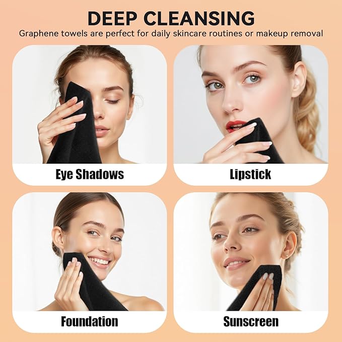 Ditoi Face Towels, Disposable Black Paper Towels, Light Exfoliation for Oily Skin,Facial Towels XL for Makeup Remover & Skincare,10"×12", 50 Count