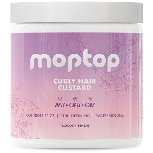 MopTop Curly Hair Gel Custard - Styling Gel for Moisturizing and Defining Soft Curls, Lightweight and Anti Frizz, Curly Hair Products for Waves, Coils & Kinks (Citrus Kumquat, 16oz)