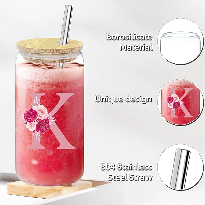 Gifts for Mom,Birthday Gift for Women,Initial Canvas Tote Bag,Thank You Gifts for Women,Monogrammed Gift for Mom,Tote Bag for Teacher,Colleague Woman-K