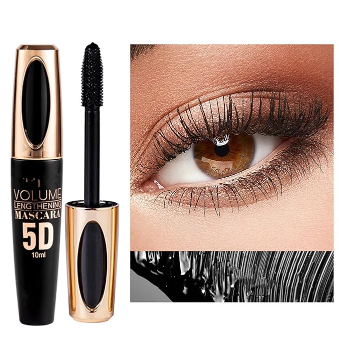 MAEPEOR 5D Silk Fiber Mascara Fuller & Voluminous Colored Eyelash Natural Waterproof Smudge-proof Mascara (01 Black)
