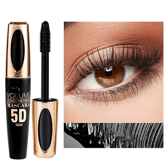 MAEPEOR 5D Silk Fiber Mascara Fuller & Voluminous Colored Eyelash Natural Waterproof Smudge-proof Mascara (01 Black)