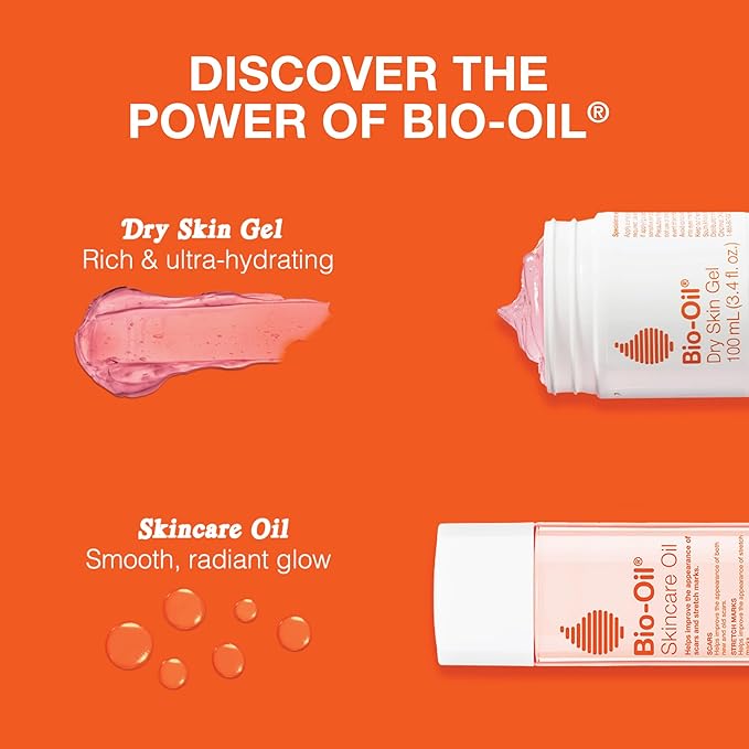 Bio-Oil Travel Skincare Bundle for Scars, Stretch Marks, and Dry Skin, Includes Skin Care Oil (2 oz) and Dry Skin Gel (1.7 oz)