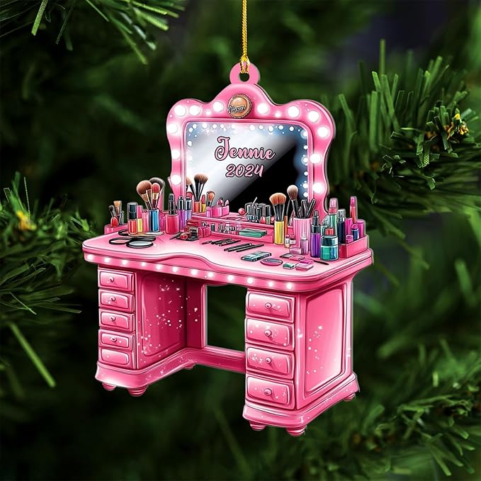 Personalized Makeup Tools Ornament – Custom Beauty Christmas Tree Decoration, Holiday Keepsake Gift for Makeup Artists, Cosmetologists, Beauty Lovers, Salon Owners, Families and Coworkers (MKH2)