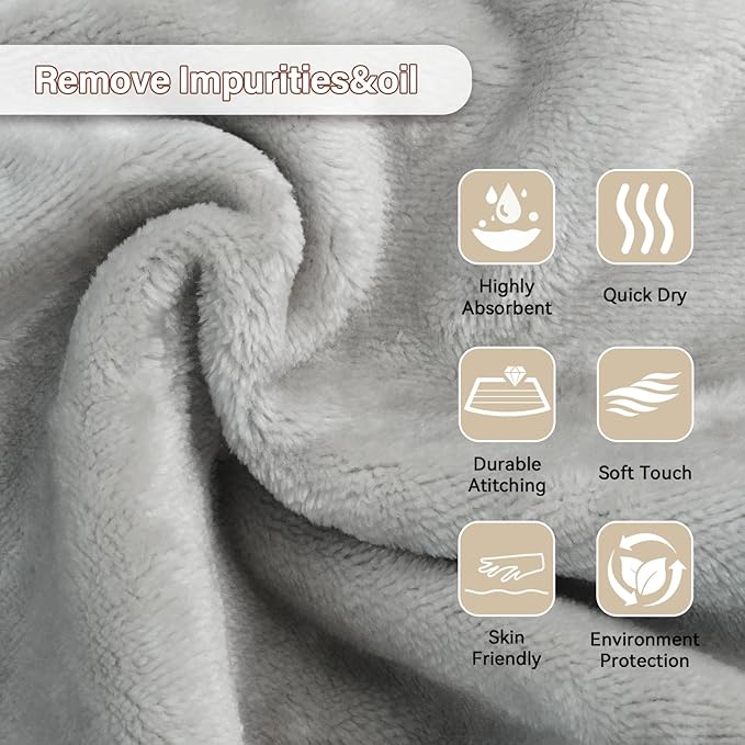 Nugilla Makeup Remover Cloths, 8 Packs Makeup Remover Towels Reusable Face Wash Cloth, Soft Makeup Remover Microfiber Face Cloth for Women(Light Grey)