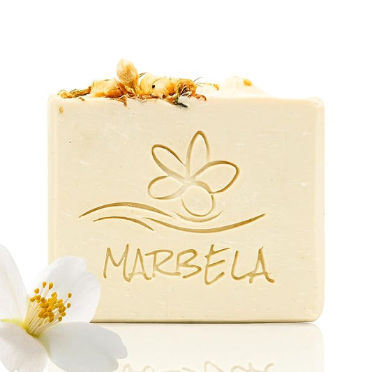 Marbela Cosmetics Wild Jasmine Handmade Soap Bar - Made in USA, Vegan Friendly, Palm Oil Free, Natural Bar Soap - Gentle Face & Body Soap for Daily Skin Care, Moisturizing & Nourishing - 3.5 oz