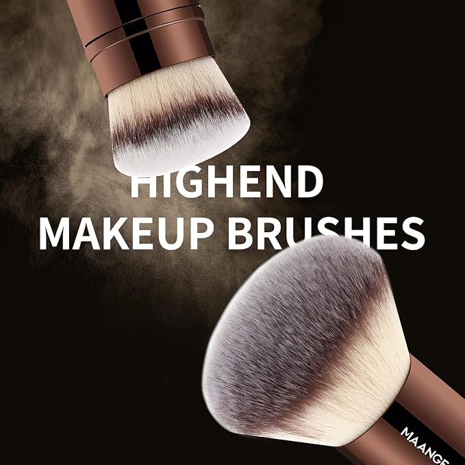 MAANGE 8 Pcs Makeup Brushes with Bag, Double-End Multi-functional Makeup Brushes for Blending Liquid Powder Concealer Cream Blush (Coffee Brown)