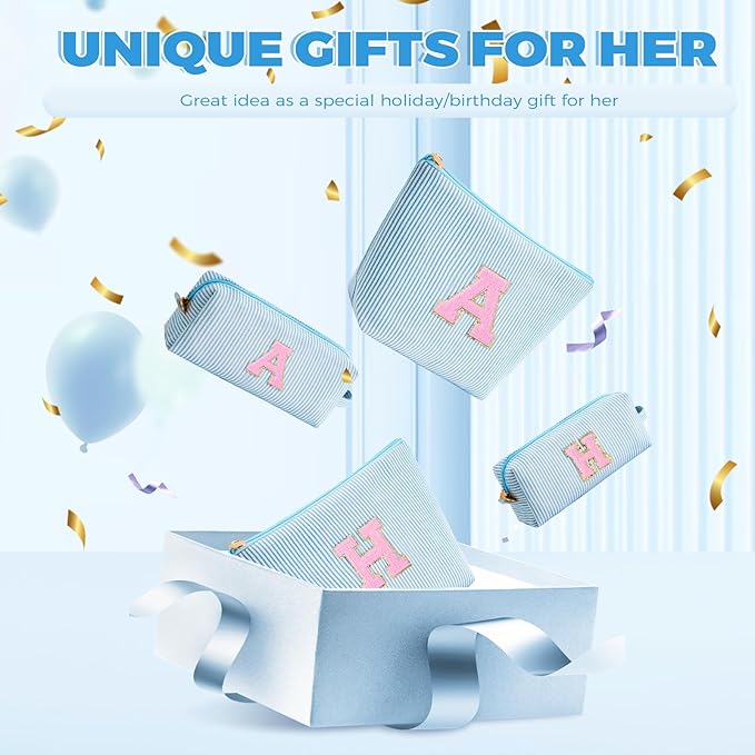 Personalized Anniversary Wife's Birthday Gifts,Mothers Day Gifts for Women,Wife Gifts from Husband,Cool Birthday Gifts for Wife,Makeup Bag Set Cosmetic Bag for Teen Girls - Blue,R